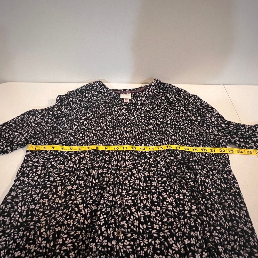 Knox Rose Black Floral Print Long Sleeve Peasant Style Top Hi-L Womens Size XXL - Picture 10 of 12